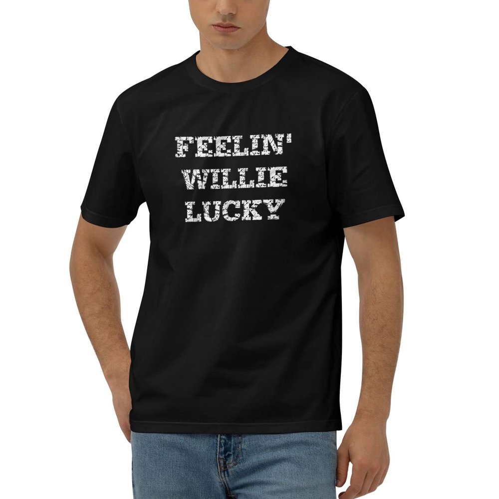 Dsoluuing Funny Men T-Shirt Feelin' Willie Lucky T-Shirt Funny Tee Shirts for Men (Color : Colour, Size : X-Large)