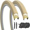 26x2.125 Cruiser Beach Bike Tires and Tubes Cream (26x2.125, Cream-2 Tires 2 Tubes) view 1