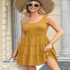 Dokotoo Womens Casual Sleeveless Resort Wear Dress Button Front Elastic Smocked Waist Ruffle Tiered Swing Mini Dresses Vacation Outfits for Women Summer 2026 Beach Sundress Plus Size Yellow X-Small view 2