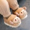 Zonkacen Kids Boy Girl Anti Skid Wrap Heel Quiet Cartoon Cotton Slippers for Home Winter Indoor Bedroom Playing Walking Vacation Holiday Hotel Travel Khaki Toddler 5-6.5 view 2