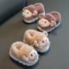Zonkacen Kids Boy Girl Anti Skid Wrap Heel Quiet Cartoon Cotton Slippers for Home Winter Indoor Bedroom Playing Walking Vacation Holiday Hotel Travel Khaki Toddler 5-6.5 view 3