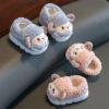 Zonkacen Kids Boy Girl Anti Skid Wrap Heel Quiet Cartoon Cotton Slippers for Home Winter Indoor Bedroom Playing Walking Vacation Holiday Hotel Travel Khaki Toddler 5-6.5 view 4