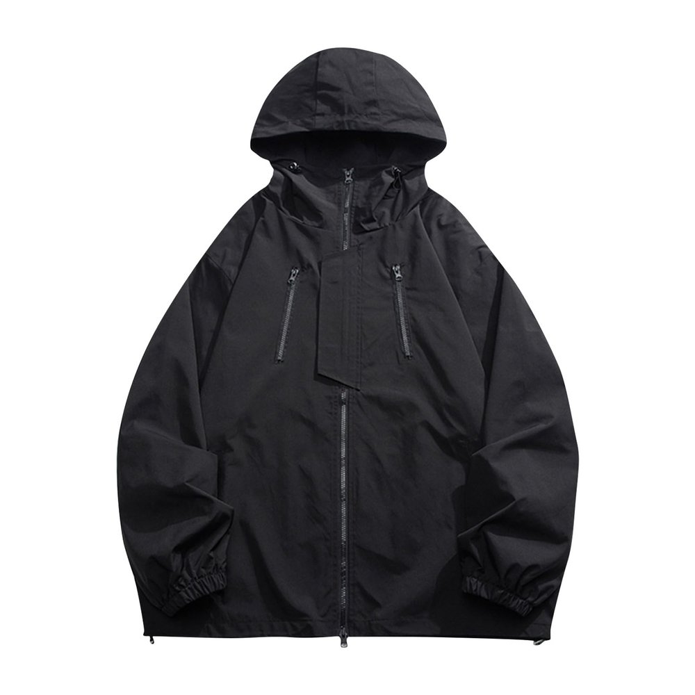 RTRDE Mens Jacket, Lightweight Waterproof Coated Hooded Rain Jacket Light Windbreaker Raincoat For Men Winter Coats Chaqueta Impermeable Para Hombre Jackets With Hood Jackets Work Coats (XL, Black)