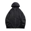 RTRDE Mens Jacket, Lightweight Waterproof Coated Hooded Rain Jacket Light Windbreaker Raincoat For Men Winter Coats Chaqueta Impermeable Para Hombre Jackets With Hood Jackets Work Coats (XL, Black) view 1