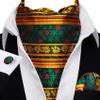 Barry.Wang Christmas Ascot Men Tie Set Yellow Green Red Snowflakes Cravat Self Scarf Neckties Pocket Square Cufflinks Xmas Gift Party Holiday Festival view 2