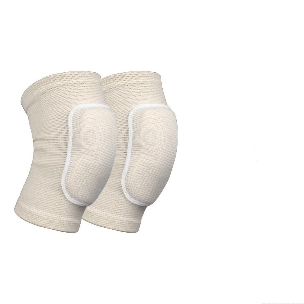 DABAUR Sports knee pads, dance sponge knee pads, thick knee pads + adult elbow pads, roller skating kneeling comprehensive care S rice-white