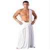 RUNQHUI Mens Greek God Costume Roman Toga Ancient Caesar Outfits One Shoulder Warrior Halloween Cosplay Dress up Long Skirt White XX-Large view 3