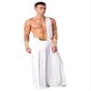 RUNQHUI Mens Greek God Costume Roman Toga Ancient Caesar Outfits One Shoulder Warrior Halloween Cosplay Dress up Long Skirt White XX-Large view 4