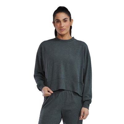 TYR Women's Ultrasoft Midweight Terry Cropped Crew Sweatshirt, Black, X-Large