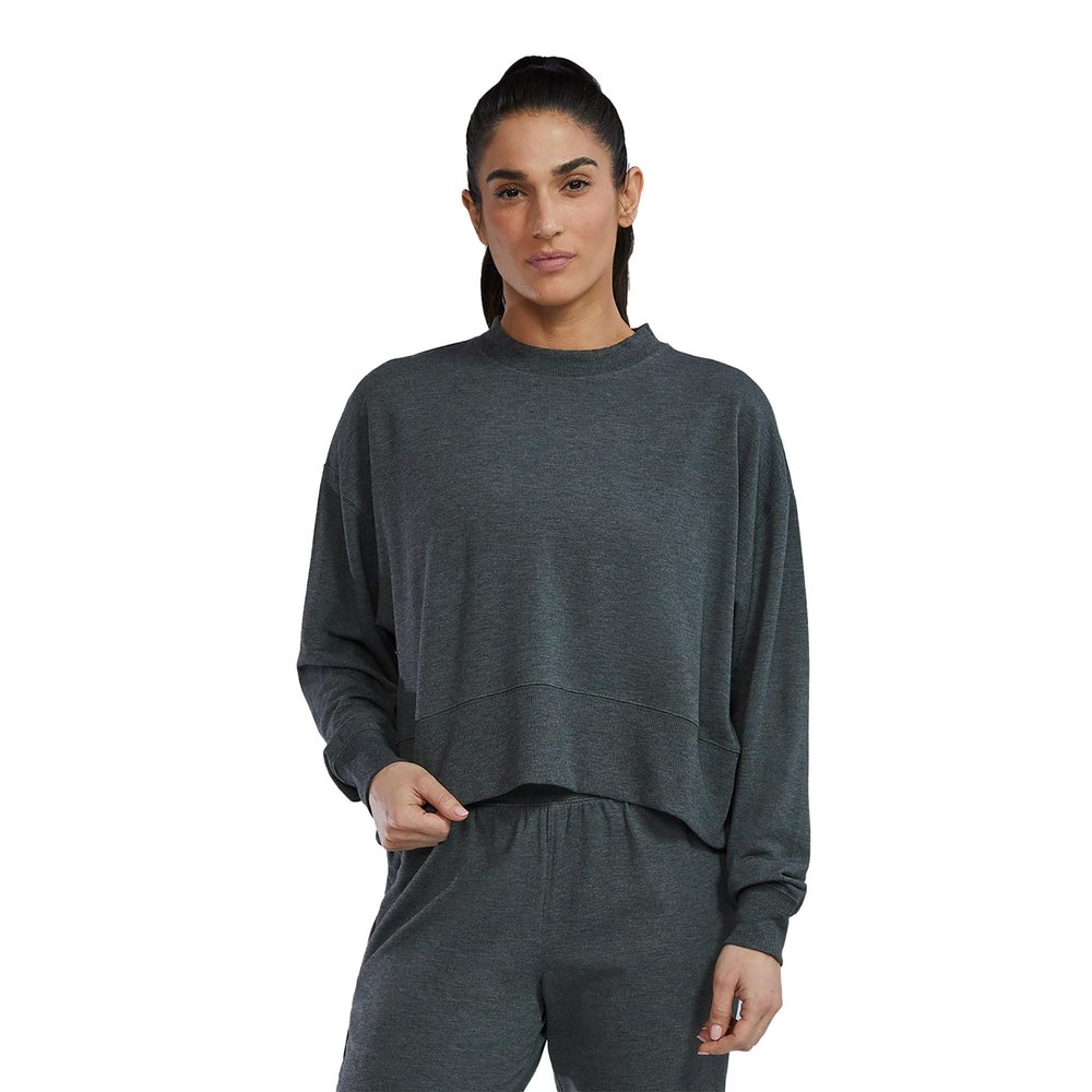 TYR Women's Ultrasoft Midweight Terry Cropped Crew Sweatshirt, Black, X-Large