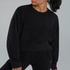 TYR Women's Ultrasoft Midweight Terry Cropped Crew Sweatshirt, Black, X-Small view 2