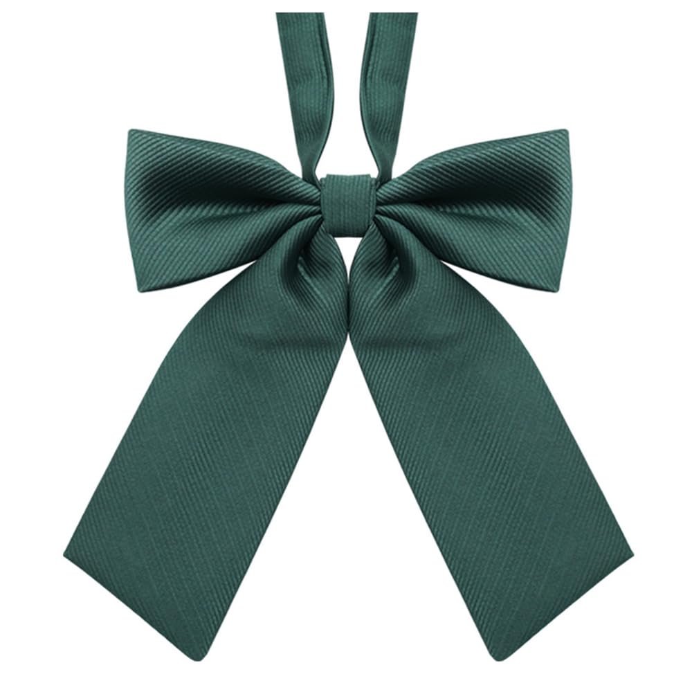 Adjustable Pre-Tied Bow Tie Solid Color Bowties for Women Girls School Uniform Tie Necktie Bowknot Bow Tie Brooch (Dark Green)