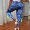 RUNQHUI Women's Halloween Costume 3D Print Mermaid Leggings Fish Scale Compression Pants Rash Guard Fancy Trouser Blue Small view 2