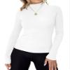 Mock Neck Tops for Women Basic Long Sleeve Slim Fitted Turtle Neck Shirts Business Casual Thermal Underwear(White,X-Large) view 3