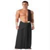 RUNQHUI Mens Greek God Costume Roman Toga Ancient Caesar Outfits One Shoulder Warrior Halloween Cosplay Dress up Long Skirt Black X-Large view 1