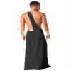 RUNQHUI Mens Greek God Costume Roman Toga Ancient Caesar Outfits One Shoulder Warrior Halloween Cosplay Dress up Long Skirt Black X-Large view 2