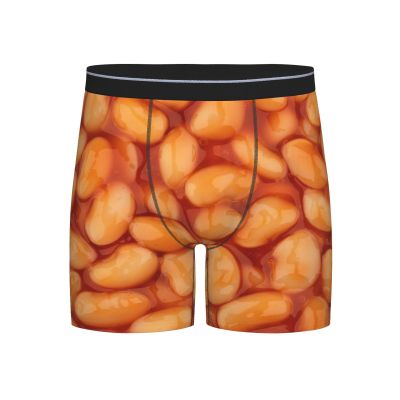 AISHFP Baked Beans Pattern Mens Boxer Briefs Underwear Sexy Breathable Comfortable Sport Underpants XX-Large Black