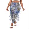 RUNQHUI Women's Halloween Costume 3D Print Mermaid Leggings Fish Scale Compression Pants Rash Guard Fancy Trouser Gold&Blue Small view 1