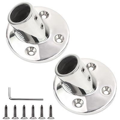 SHENGHUISS Boat Hand Rail Fitting Heavy Duty 316SS Marine Round Base with L Shape Hex Key and Screws 60 Round 7/8 inch 2 Pack