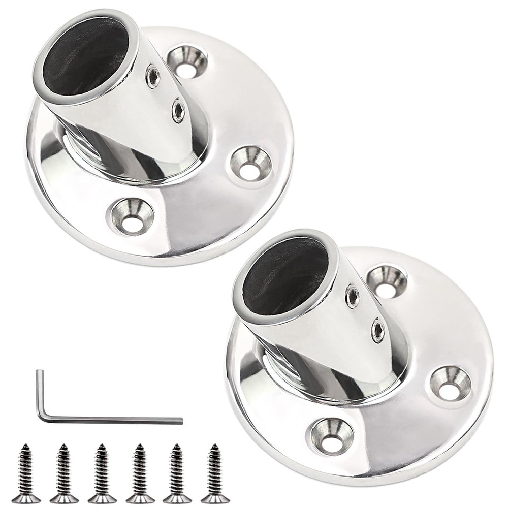 SHENGHUISS Boat Hand Rail Fitting Heavy Duty 316SS Marine Round Base with L Shape Hex Key and Screws 60 Round 7/8 inch 2 Pack