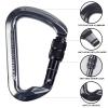 SEPEAK UIAA CE 30kN Locking Climbing Carabiner, Professional Heavy Duty Screwgate Clip for Outdoor Climbing, Mountaineering, Rappelling, Camping, Hiking, Large D Carabiner Hook/6744lb,Black,4pc view 4