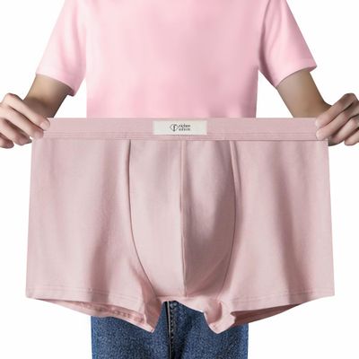 feichan ashion Men's Cotton Underwear,Sweatproof Dry Comfort Breathable Big and Tall Short Boxer Briefs for ManSupport Pouch Short Pants (3XL, Pink)