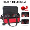 WOLT Double Roller 2 Ball Bowling Bag with Separate Shoe Compartment, Large Capacity Bowling Ball Bag with Accessory Pocket, Retractable Handle Extends to 40" view 2