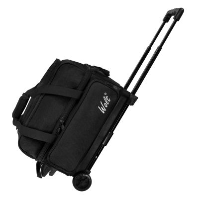 WOLT | 2 Ball Bowling Bag with Wheels-Bowling Bags 2 Ball Roller with Separate Shoe Compartment, Double Bowling Ball Bag with Accessory Pocket, Retractable Handle Extends to 40"