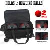 WOLT | 2 Ball Bowling Bag with Wheels-Bowling Bags 2 Ball Roller with Separate Shoe Compartment, Double Bowling Ball Bag with Accessory Pocket, Retractable Handle Extends to 40" view 2