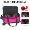 WOLT Double Roller 2 Ball Bowling Bag with Separate Shoe Compartment, Large Capacity Bowling Ball Bag with Accessory Pocket, Retractable Handle Extends to 40" view 2