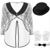 Jugaoge Women Sequin Tuxedo Jacket Tails Slim Fit Tailcoat Dress Coat Swallowtail Dinner Party Jacket Silver A Small view 1