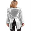 Jugaoge Women Sequin Tuxedo Jacket Tails Slim Fit Tailcoat Dress Coat Swallowtail Dinner Party Jacket Silver A Small view 4