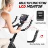 Black Stationary Bike 4D Adjustment Seat Spin Exercise Bikes with Adjustable Feet 260lbs Capacity Exercise Bikes Iron+Plastic view 2
