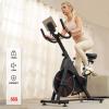Black Stationary Bike 4D Adjustment Seat Spin Exercise Bikes with Adjustable Feet 260lbs Capacity Exercise Bikes Iron+Plastic view 3