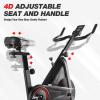 Black Stationary Bike 4D Adjustment Seat Spin Exercise Bikes with Adjustable Feet 260lbs Capacity Exercise Bikes Iron+Plastic view 4