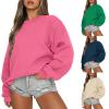 2023 Hoodies for Women Aesthetic Oversized Crewneck Sweatshirt Women Fall Fashion 2023 Long Sleeve Drop Shoulder Hoodie Sweatshirts Casual Pullover Tops Hot Pink XL view 1