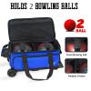 WOLT Double Roller 2 Ball Bowling Bag with Separate Shoe Compartment, Large Capacity Bowling Ball Bag with Accessory Pocket, Retractable Handle Extends to 40" view 2