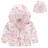 Baby Girls Boys Rain Jacket Windproof Floral Printed Coats Zipper Hooded Coat Zipper Long Sleeve (White, 18-24 Months) view 3