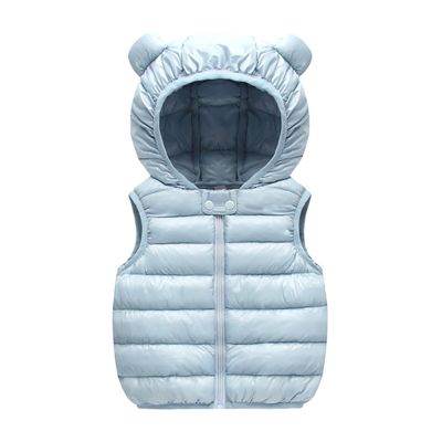 Kids Boys Girls Winter Warm Down Padded Vest Hooded Zipper Sleeveless Jacket aistcoat Outwear (Sky Blue, 3-6 Months)