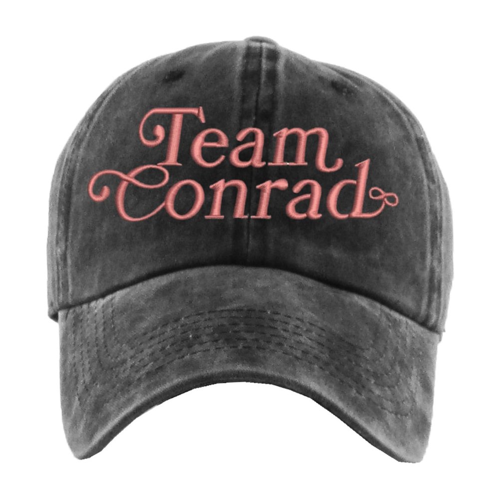 ALLNTRENDS Pigment Washed Team Conrad Embroidered Cotton Summer Baseball Cap (Black)