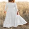 MITILLY Girls Lace Flower 3/4 Sleeve Ruffle A-Line Swing Wedding Party Long Maxi Dress with Pockets 10 Years White view 4