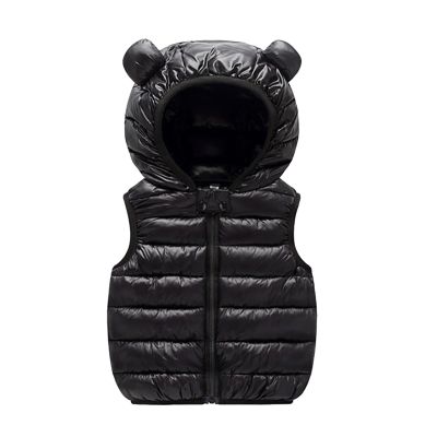 Kids Boys Girls Winter Warm Down Padded Vest Hooded Zipper Sleeveless Jacket aistcoat Outwear Down (Black, 3-6 Months)