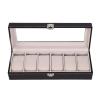6 Slots Watch Box Organizer for Men,Leather Watch Collection Storage Box,Watch Jewelry Display Storage Case Organizer,Watch Holder Organizer Box,with Glass Lid,for Personal, Store, Home (Black) view 2