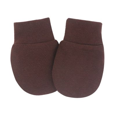 YOLAI Newborn Infant Baby Mittens Gloves No Scratch Mittens Boys Girls Unisex Cotton Gloves for 0~6 Months (Brown, One Size)