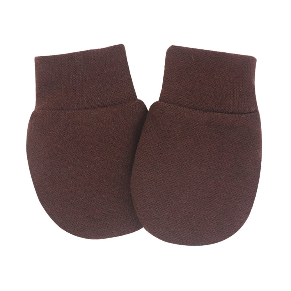 YOLAI Newborn Infant Baby Mittens Gloves No Scratch Mittens Boys Girls Unisex Cotton Gloves for 0~6 Months (Brown, One Size)