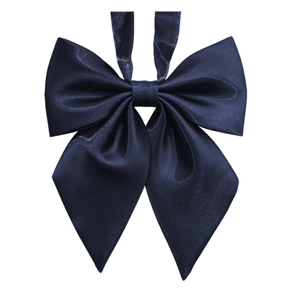 Adjustable Pre-tied Bow Tie Bowknot Halter Neck Bow Ties for Women Girls School JK&JC Uniform Tie Anime Bowtie (Navy Blue)