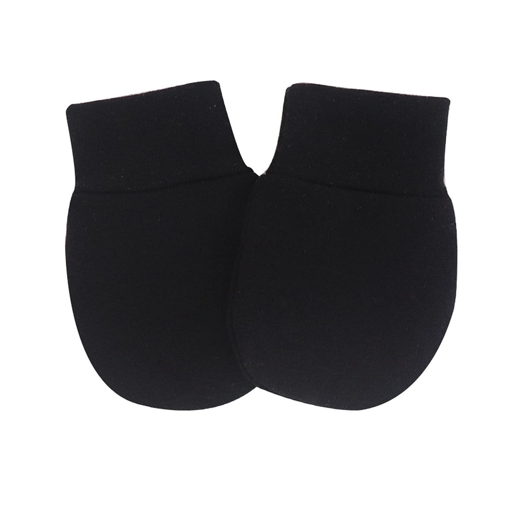 YOLAI Newborn Infant Baby Mittens Gloves No Scratch Mittens Boys Girls Unisex Cotton Gloves for 0~6 Months (Black, One Size)