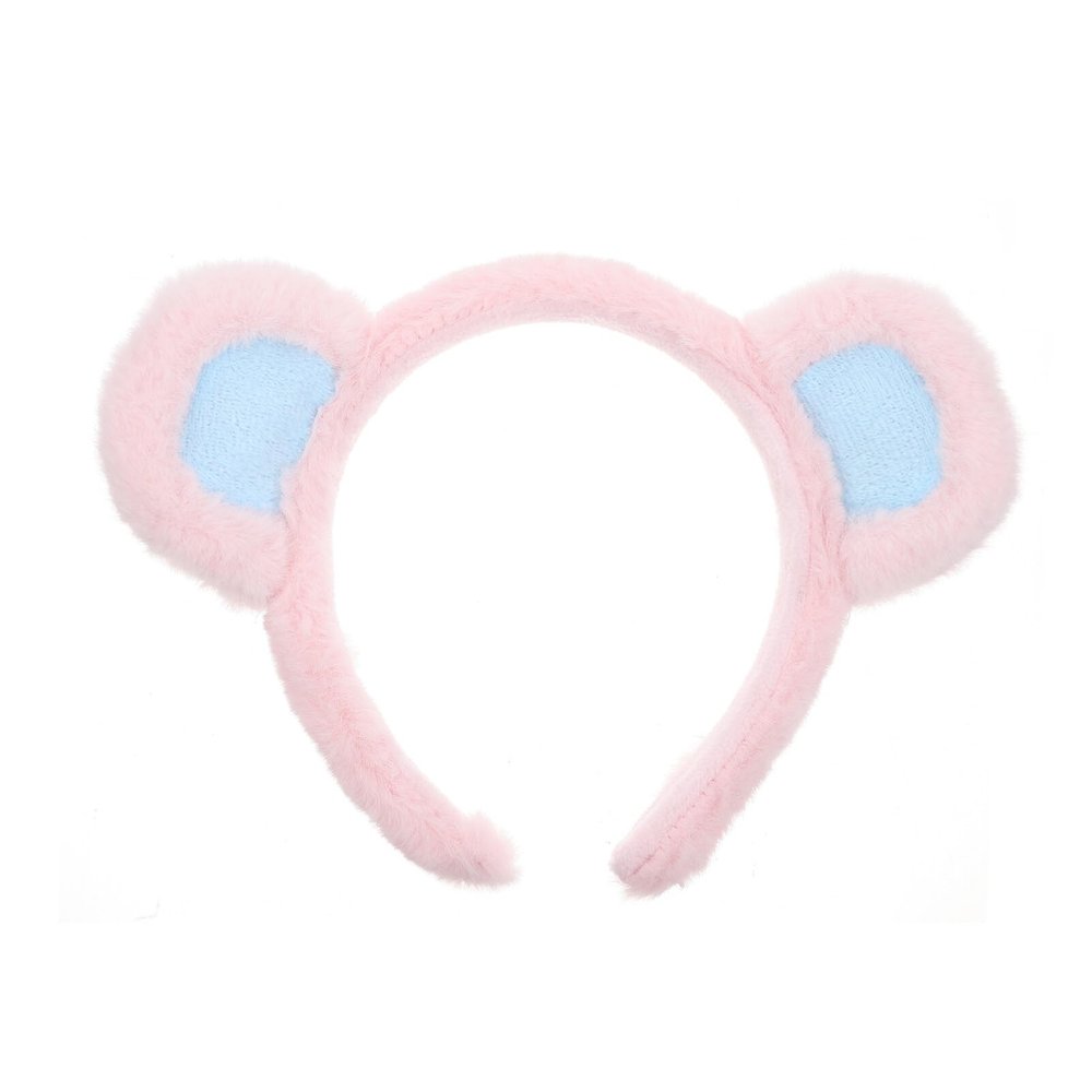 Beaupretty Face Wash Headband - Bear Ears Headband Cute Plush Animal Ears Party Headwear Women Spa for Women Girls(Pink Blue)