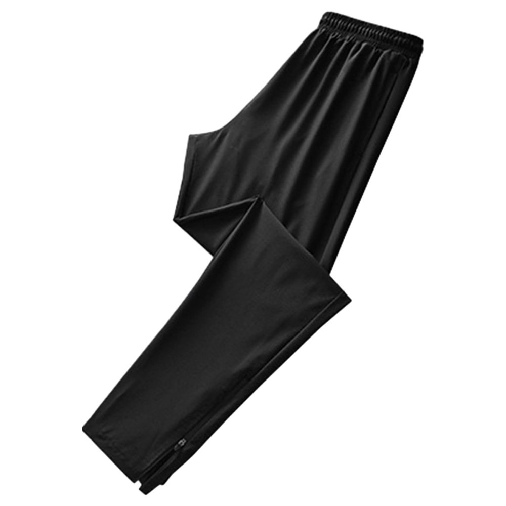 leasote Jogging Trousers Men's Sports Pants Ice Silk Quick Dry Solid Color Elastic Waist Soft Breathable Gym with Black M