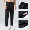 leasote Jogging Trousers Men's Sports Pants Ice Silk Quick Dry Solid Color Elastic Waist Soft Breathable Gym with Black M view 4